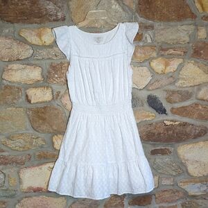 LOFT White Eyelet Dress with Ruffle Sleeves